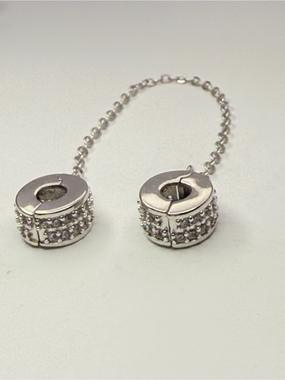 European Style Clear Pavé Safety Chain Charm Bracelet Connector NEW